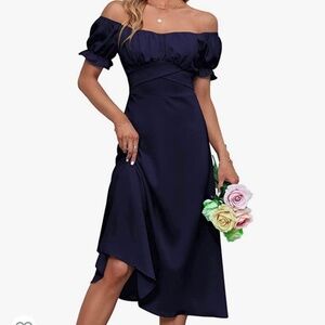 Like New • Women's Off Shoulder Navy Blue Midi Dress • Size Small